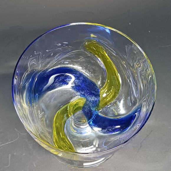 Hand Blown Art Glass Large Goblet, Murano Style Chunky Large Cocktail Glass - Picture 2 of 4
